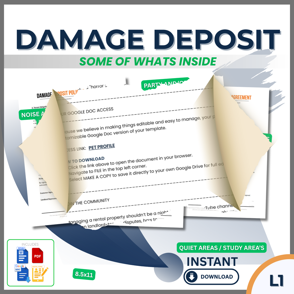 DAMAGE DEPOSIT POLICY