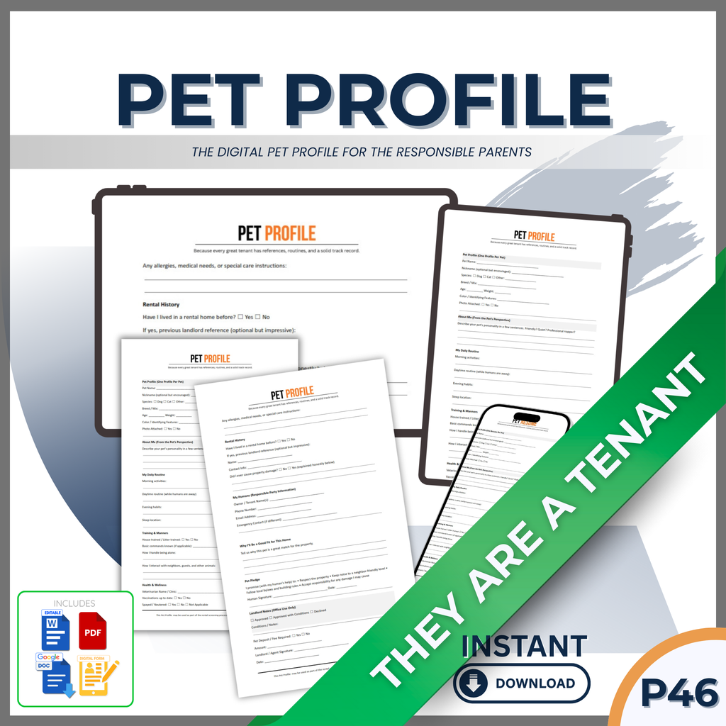 PET PROFILE - FOR RENTALS