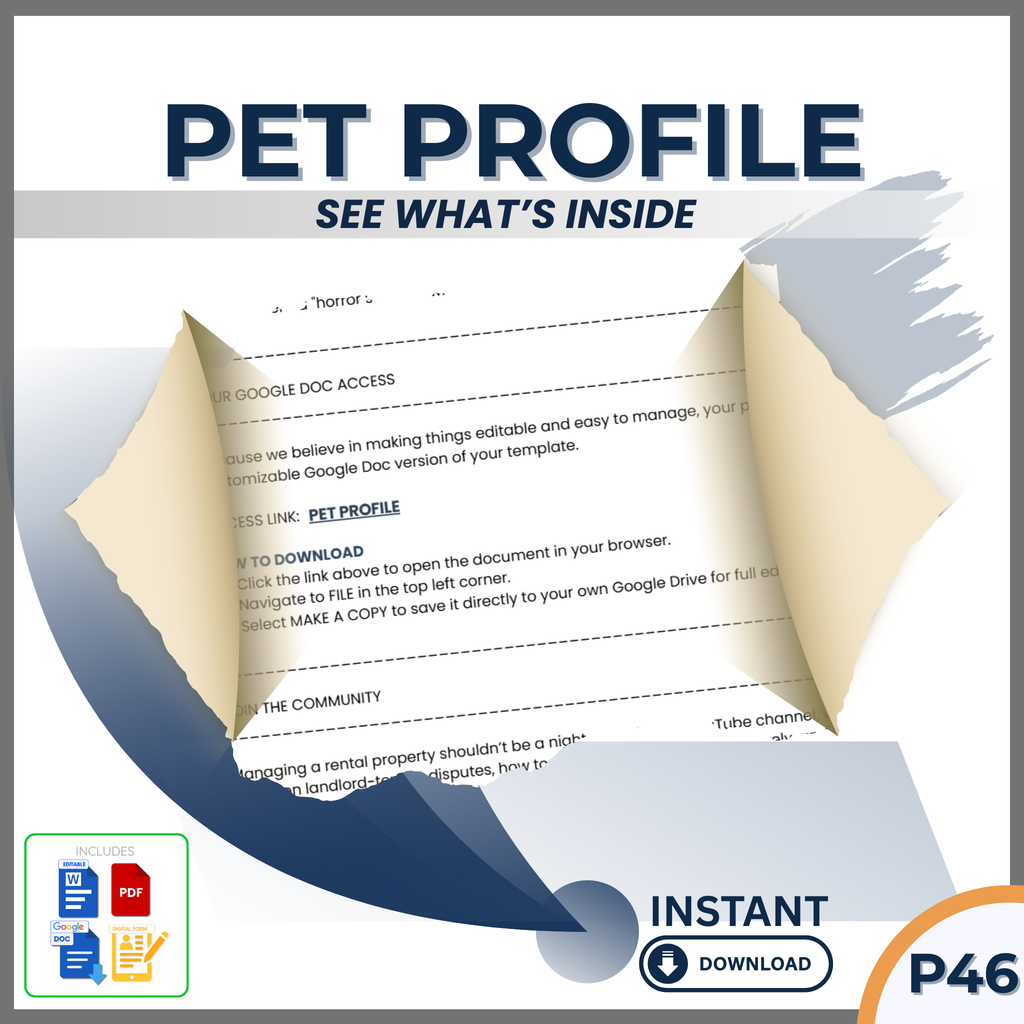 PET PROFILE - FOR RENTALS