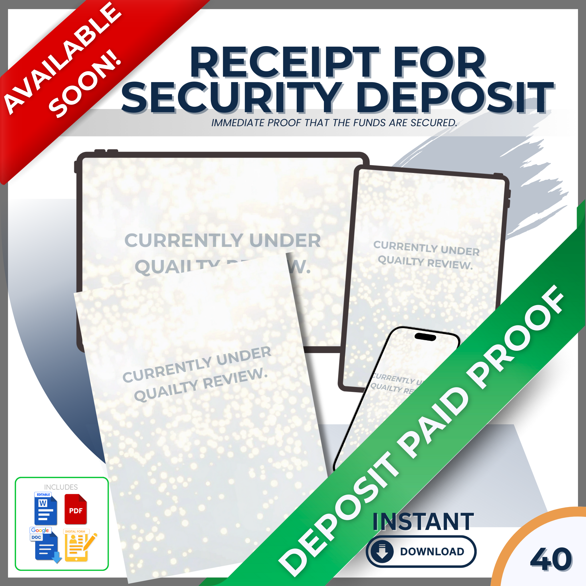 RECEIPT FOR SECURITY / DAMAGE DEPOSIT